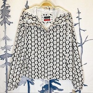NWT Levi’s Retro Daisy Rain Jacket Windbreaker Hooded Waterproof Size S